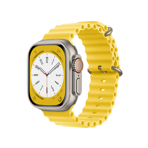 Phonecare - Bracelet Silicone Ocean Waves pour Apple Watch Series 8 - 45mm - Jaune Phonecare  - Montre et bracelet connectés