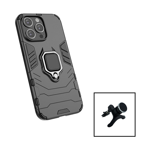 Phonecare - Kit Support Magnétique de Voiture Renforcé + Coque 3X1 Military Defender pour Apple iPhone 15 Plus - Noir Phonecare  - Autres accessoires smartphone