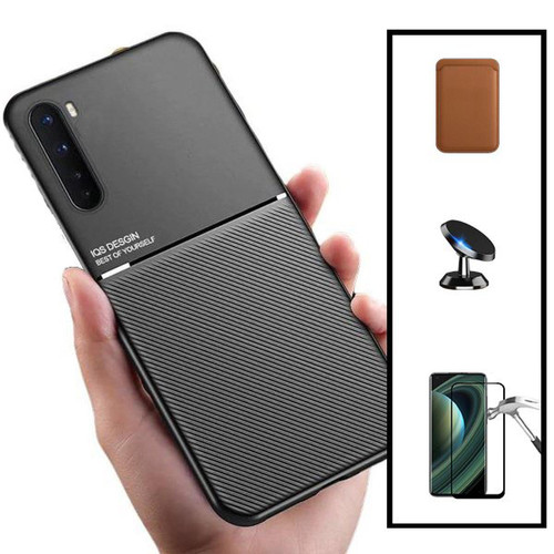 Phonecare - Kit Coque Magnetic Lux + Magentic Wallet Marron + 5D Full Cover + Support de Voiture Magnétique - Realme 6 Pro Phonecare  - Coque, étui smartphone