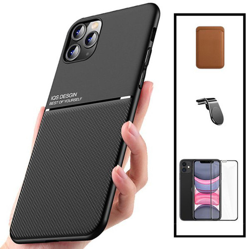 Phonecare - Kit Coque Magnetic Lux + Magentic Wallet Marron + 5D Full Cover + Support Magnétique L Safe Driving - iPhone 12 Pro Max Phonecare  - Accessoire Smartphone