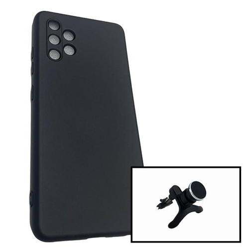 Phonecare - Kit Support Magnétique Renforcé Pour Voiture + Coque Silicone Liquide - Samsung Galaxy A32 5G - Noir Phonecare  - Accessoire Smartphone