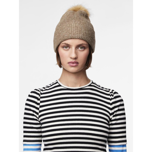 Pieces - Bonnet marron Fawn - Chapeau, écharpe, bonnet, foulard femme