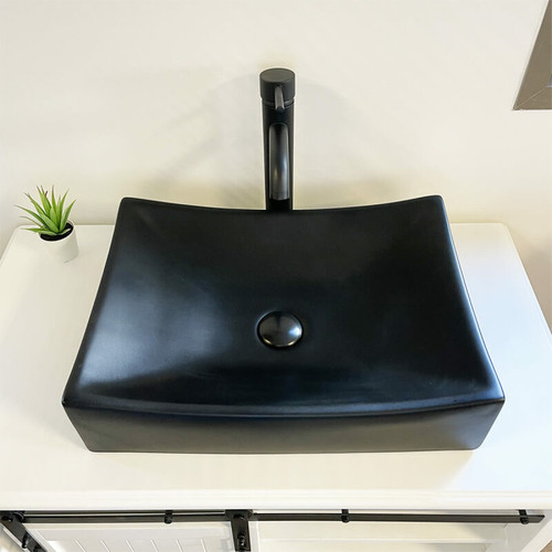 Piezzi - Vasque rectangulaire en céramique Noire Mat 51 cm - Agata Piezzi  - Vasque