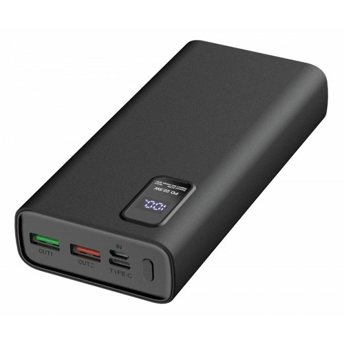 Connectique et chargeur pour tablette Platinet Platinet Batterie de Secours 20000mAh PD avec Affichage LED et Technologie Quick Charge Noir