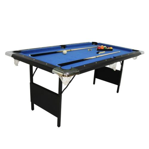 Play4Fun - Billard pliable, Table de Billard avec Accessoires, 193 x 109 x 81 cm - Noir et Tapis Bleu Play4Fun  - Tables de billard Play4Fun
