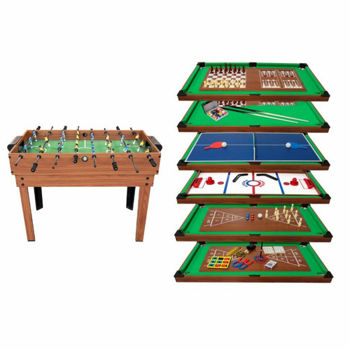 Play4Fun - Table Multi Jeux 20 en 1 sur Pied, Multifonction avec Plateaux Modulables et Accessoires pour 20 jeux différents, 122x61x84 cm Play4Fun  - Jeux histoire Jeux de société