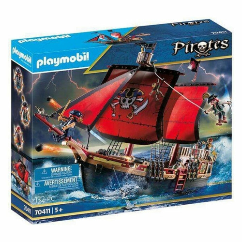 Playmobil - Playset Pirates- Skull Pirate Ship Playmobil 70411 (132 pcs Playmobil  - Jeux d'adresse