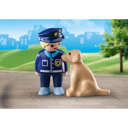 Playmobil - 1 2 3 Policier avec chien Playmobil  - Chien playmobil