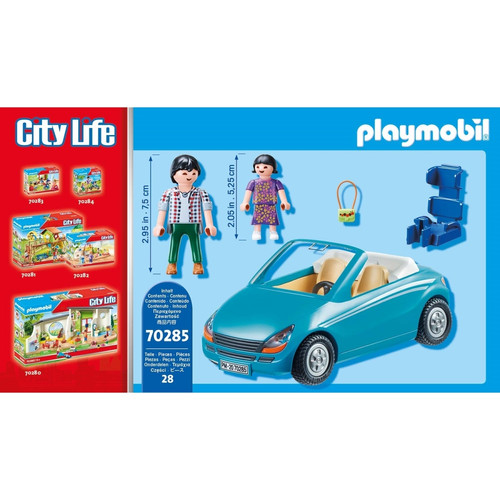 Playmobil Papa avec enfant et voiture cabriolet
