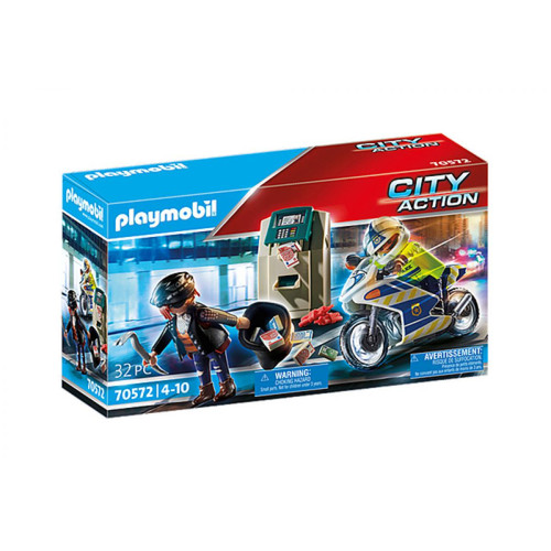 Playmobil - 70572 Police Policier avec moto et voleur, Playmobil City Action - Playmobil