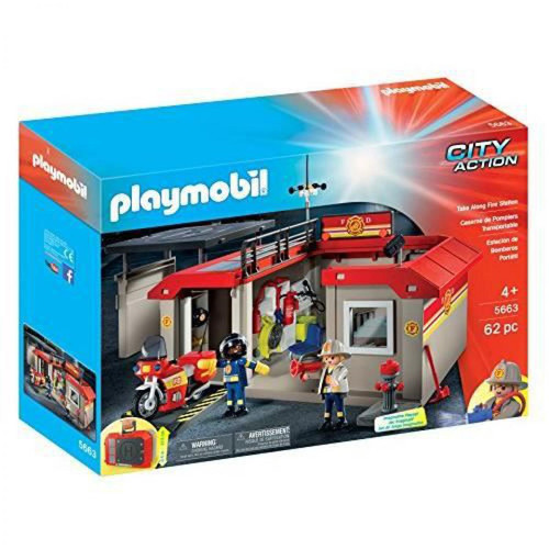 Playmobil - PLAYMOBIL Caserne de pompiers à emporter Playmobil  - Camion de pompier enfant Jeux & Jouets