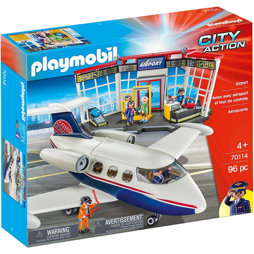 Playmobil - PLAYMOBIL 70114 - City Action Avion avec aeroport et tour de contrôle - Playmobil