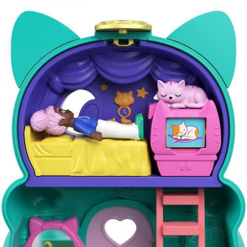 Poupées Polly Pocket - Coffret transformable Chat, avec mini-poupée, figurine de chat et surprises - Mini-Poupée - Des 4 ans