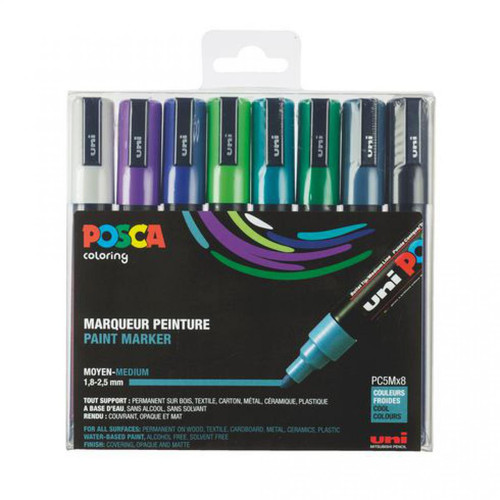 Posca - Marqueur Posca couleurs froides assorties pointe conique 1,8 à 2,5 mm - Boîte de 8 Posca  - Posca
