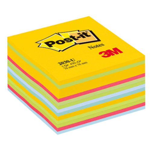 Post-It - Bloc cube multicouleurs de notes adhésives « Post-it ®» 76 x 76 mm - bloc de 450 feuilles. Post-It  - Post-It