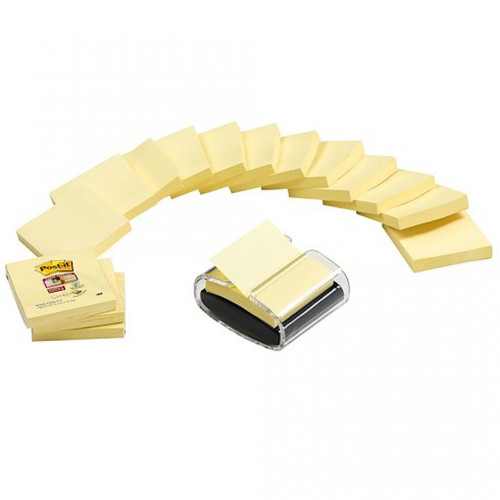 Post-It - Pack 16 Z-notes jaunes Super Sticky 76 x 76 mm + distributeur Pro noir Post it Post-It  - Post-It