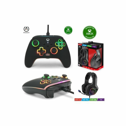 Power A - Manette XBOX ONE-S-X-PC SPECTRA INFINITY Lumineuse Noire LED RGB EDITION Officielle + Casque Gamer SPIRIT OF GAMER EH50BK Power A  - Manette Xbox One