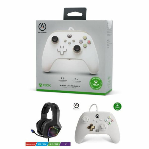 Power A - Manette XBOX ONE-S-X-PC BLANCHE EDITION Officielle + Casque Gamer PRO EH50BK SPIRIT OF GAMER XBOX ONE/S/X/PC Power A  - Xbox one blanche
