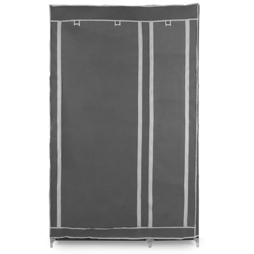 Armoire Armoire de rangement en tissu 110 x 45 x 175 cm gris double avec porte rouleau