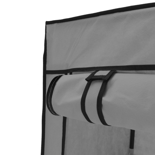Primematik Armoire de rangement en tissu 70 x 45 x 155 cm gris avec porte rouleau