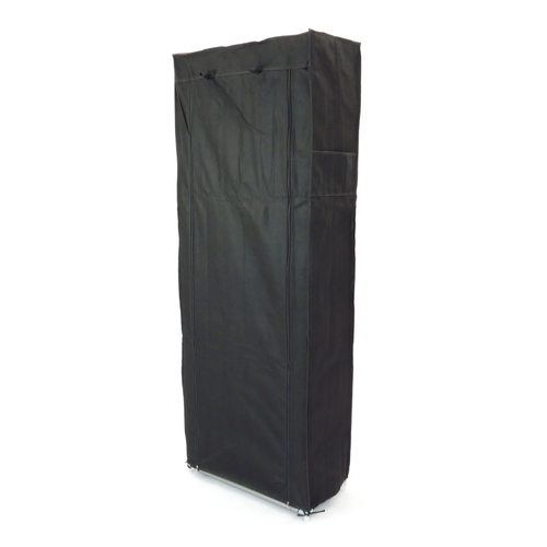 Primematik - Armoire de rangement et chaussures en tissu 60 x 30 x 160 cm noir avec porte rouleau Primematik  - Armoire Multicolore