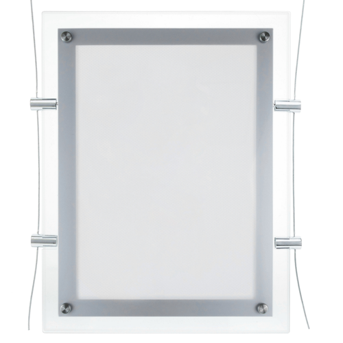 Primematik - Cadre carré avec éclairage LED acrylique A3 372x495mm recto-verso pour affiche publicitaire o signe - Effets lumineux