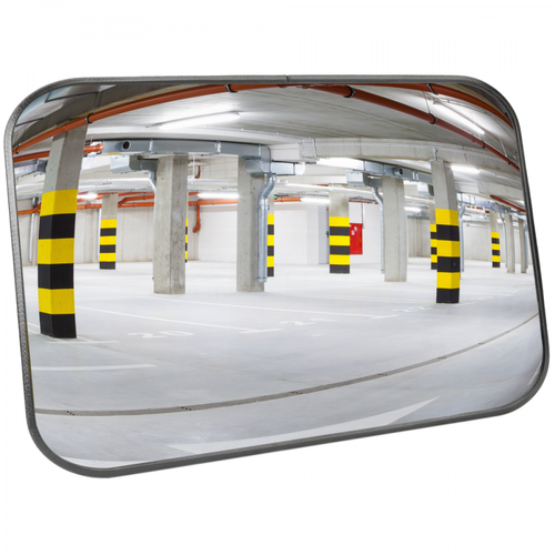 Primematik - Miroir convexe de signalisation de sécurité de forme rectangulaire 80x60 cm - Sécurité