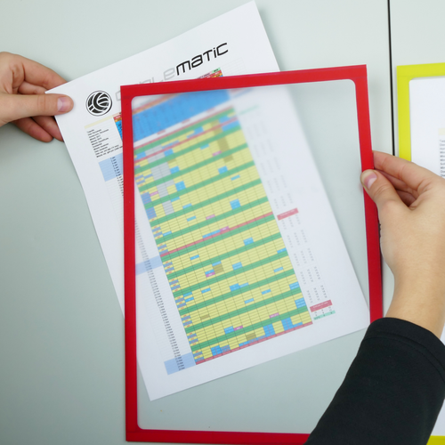 Cadre photo numérique Pochette magnétique d'affichage document en format A5 avec cadre flexible rouge