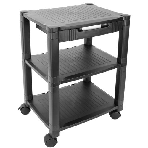 Primematik - Table d'appoint 3 niveaux pour imprimante à roulettes et tiroir Primematik  - Supports de plafond vidéoprojecteur