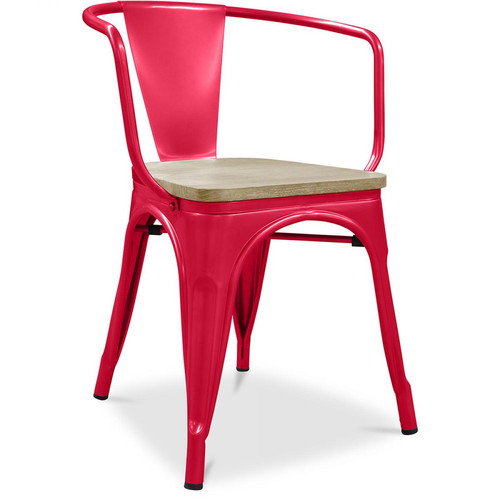 Iconik Interior - Chaise avec accoudoir Stylix - Métal et bois clair Rouge Iconik Interior  - Chaise avec accoudoirs Chaises