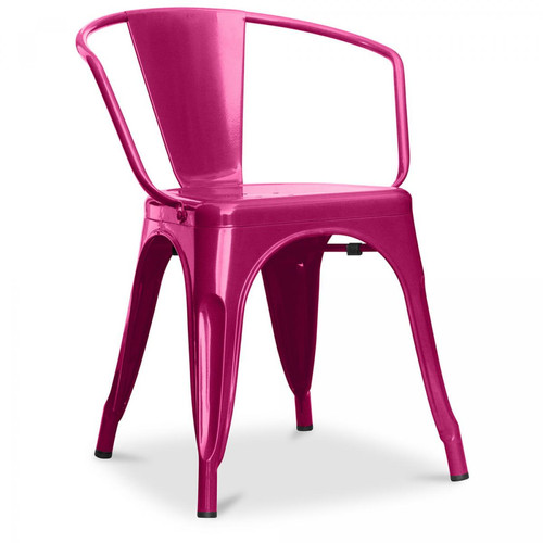 Privatefloor - Chaise de salle à manger avec accoudoir Stylix design industriel en Métal - Nouvelle édition Fuchsia Privatefloor  - Chaises Privatefloor