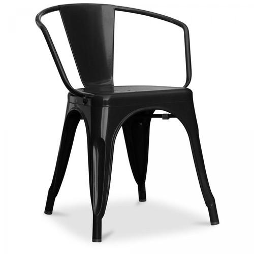Iconik Interior - Chaise de salle à manger avec accoudoir Stylix design industriel en Métal - Nouvelle édition Noir Iconik Interior  - Chaise avec accoudoirs Chaises
