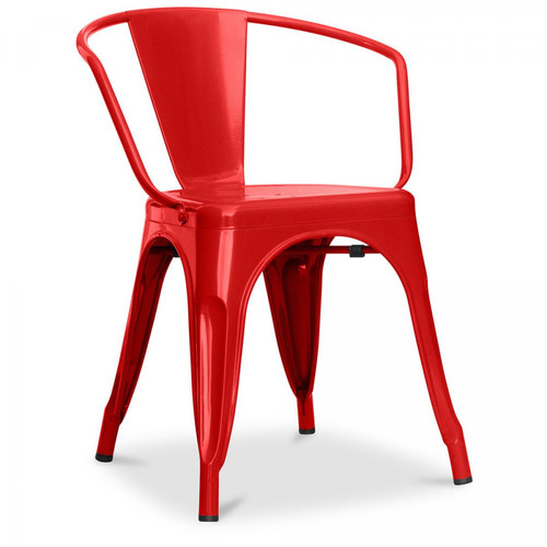 Iconik Interior - Chaise de salle à manger avec accoudoir Stylix design industriel en Métal - Nouvelle édition Rouge Iconik Interior  - Chaise industrielle Chaises