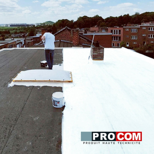 Imperméabilisant mur & sol Peinture toiture étanche Cool Roof, peinture réfléchissante blanche, anti chaleur PROCOM-10 litres-Blanc