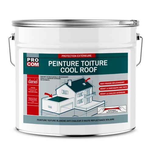 Peinture extérieure PRO COM Cool roof - Peinture toiture anti chaleur, peinture blanche réfléchissante PROCOM-10 litres-Blanc