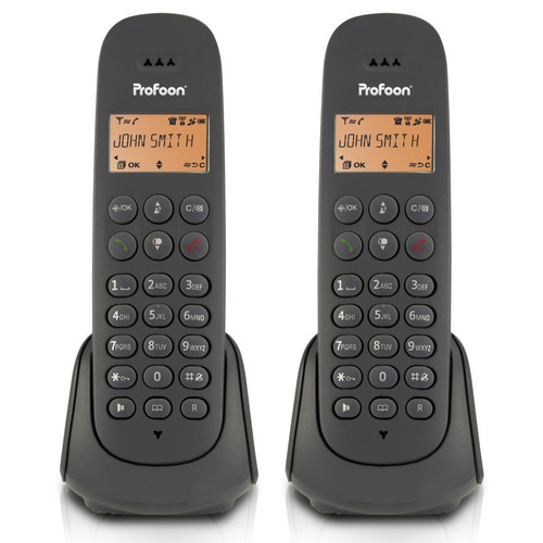 Profoon - Téléphone sans fil, 2 combinés PDX620 Noir - Téléphone fixe Duo