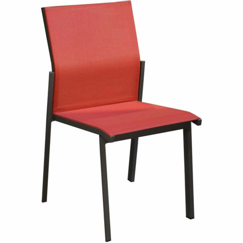 Proloisirs - Chaise de jardin empilable Delia graphite et rouge. Proloisirs  - Fauteuil jardin empilable