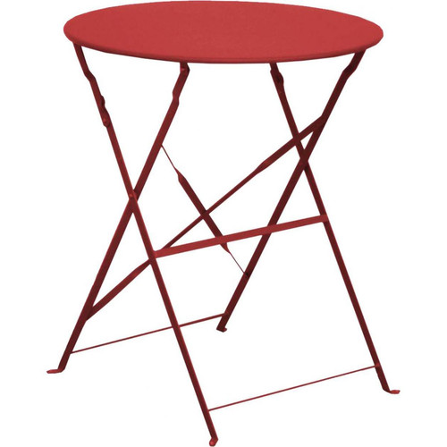 ALIZÉ - Table ronde en acier 60 cm Cuba rouge. ALIZÉ  - Table ronde acier jardin
