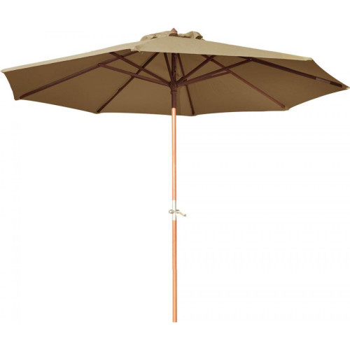 Proloisirs - Parasol en bois 300 cm avec manivelle Holly taupe. - Parasols