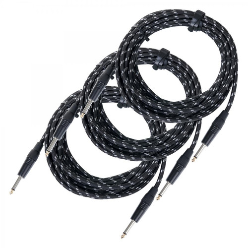 Pronomic - Pronomic Stage INST-6T  Câble en Textile avec jack 6m. 1.5mm² - Lot de 3 - Pronomic