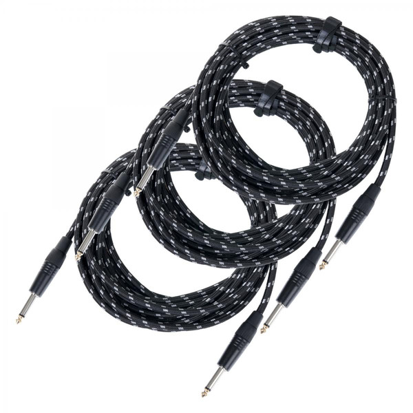 Câble antenne Pronomic Pronomic Stage INST-6T  Câble en Textile avec jack 6m. 1.5mm² - Lot de 3