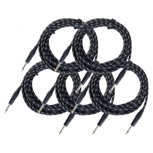 Pronomic - Pronomic Stage INST-6T  Câble en Textile avec jack 6m. 1.5mm² - Lot de 5 - Pronomic