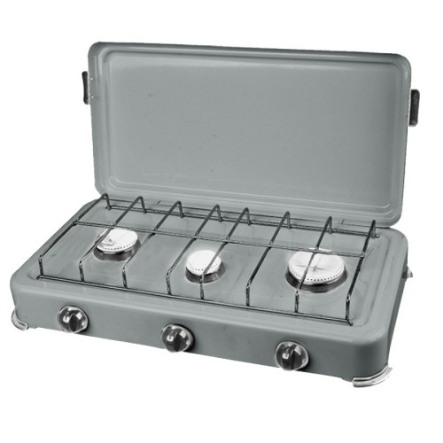 Proweltek - Plaque de cuisson gaz portable 3 feux 3000W SILVER 3 Rechaud gaz butane/Propane Bruleurs inox Couvercle amovible Proweltek  - Proweltek