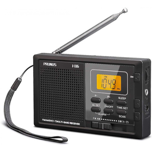 Prunus - radio portable 9 Bandes AM / FM / SW (1-7) à piles noir - Radio fm