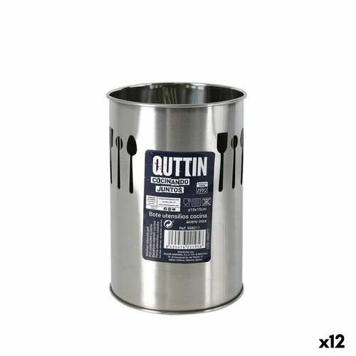 Quttin - Pot pour ustensiles de cuisine Quttin Acier inoxydable Argenté 10 x 15 x 10 cm (12 Unités) Quttin  - Boite de rangement hauteur 15 cm
