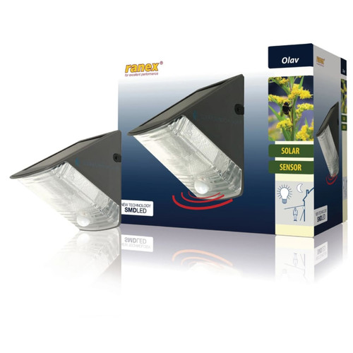 Lampadaire Ranex Ranex Lampe murale solaire avec capteur PIR 0,5 W Noir 5000.261