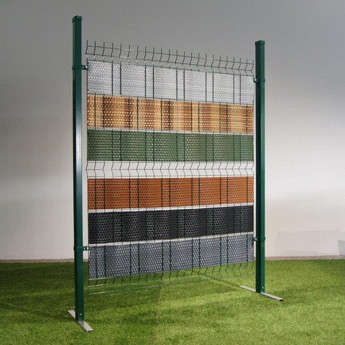 Claustras Bande brise-vue en résine tressée pour clôture rigide 19 x 255 cm marron et beige.