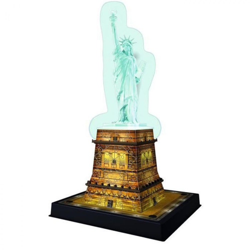 Ravensburger Puzzle 3D Statue de la Liberté illuminée - Ravensburger - Monument 108 pieces - sans colle - avec LEDS couleur - Des 8 ans