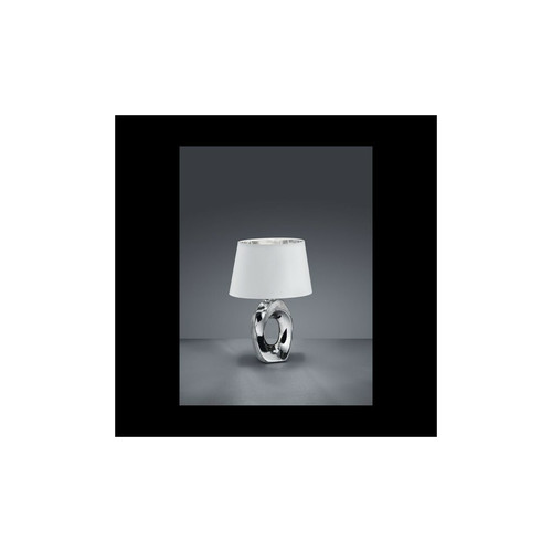 Lumiere - Lampe de table moderne Taba avec abat-jour rond conique argenté Lumiere  - Maison Gris