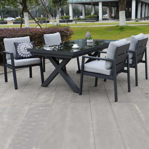 Ensembles canapés et fauteuils Table de jardin extensible 10 places XERES Gris Aluminium 180/240x100x77cm